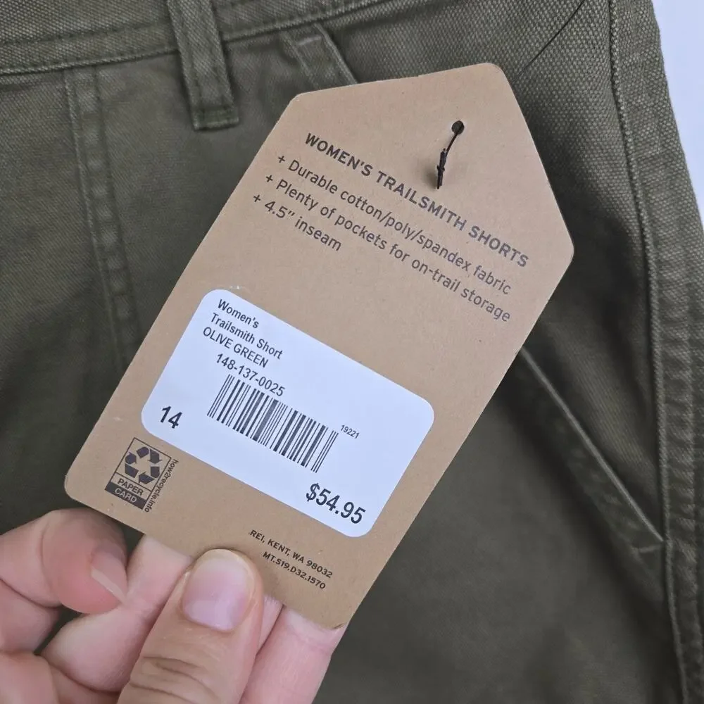 REI Co-op Womens Cargo Shorts Utility Pockets Trailsmith Olive‎ Green Size 14